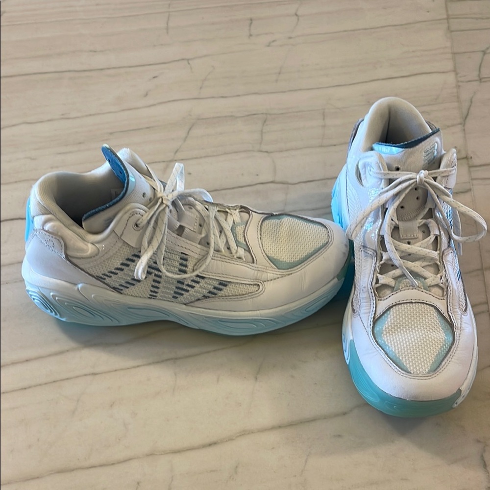New Balance White and Blue Basketball Shoes